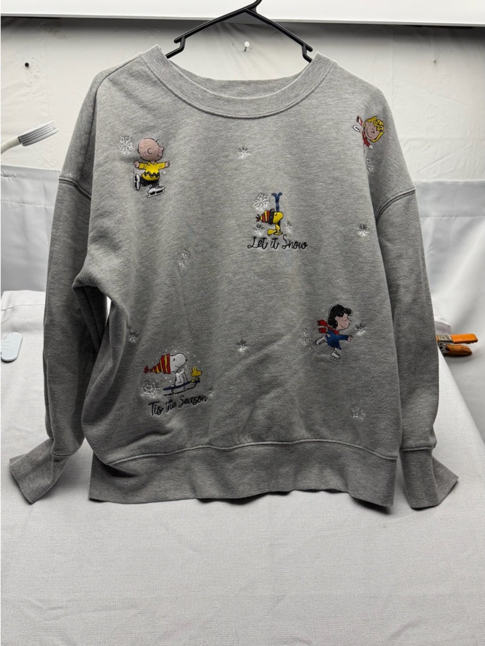 Maurices Gray Peanuts Embroidered Crewneck Sweatshirt